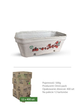 Pojemniki 500g GARANT na borówki, maliny, truskawki PALETA 12 kartonów (ok. 4800 szt.)