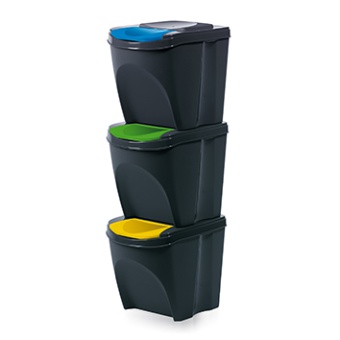 KOSZ NA ŚMIECI SET3 ANTRACYTOWY 3X20L