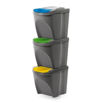 KOSZ NA ŚMIECI SET3 KAMIENNY SZARY 3X20L
