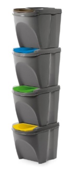 KOSZ NA ŚMIECI SET4 KAMIENNY SZARY 4X20L