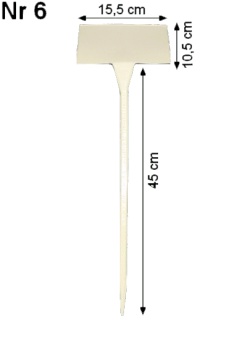 Etykieta do roślin - tabliczka nr 6 BIAŁA (15,5x10,5cm, nóżka 45cm - pod kątem 45°)