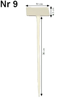 Etykieta do roślin - tabliczka nr 9 BIAŁA (10x6,5cm, nóżka 36cm - pod kątem 45°)
