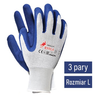 RĘKAWICE Ogrodnicze Ochronne ROBOCZE RNYLA NIEBIESKIE rozm.  L (OP. 3 Pary)