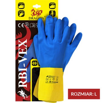 RĘKAWICE VEX GUMOWE ZÓŁTO-NIEBIESKIE  ROZ 9/L