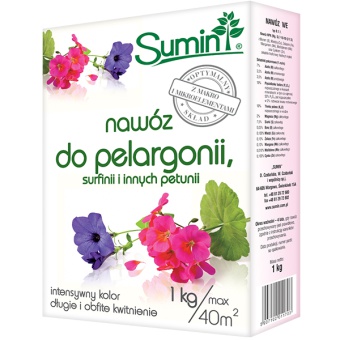 SUMIN NAWÓZ DO PELARGONII, SUFRINII I INNYCH PETUNII 1KG OPTYMALNY SKŁAD