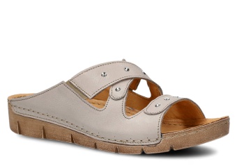 Klapki damskie NAGABA 304 jasny popiel rustic skórzany