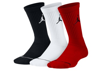 NIKE AIR JORDAN JUMPMAN CREW SOCKS BLACK WHITE GYM RED