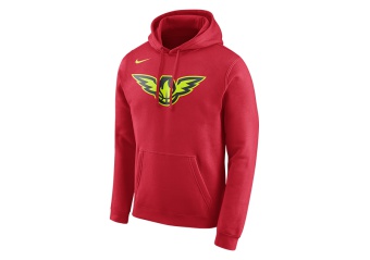 NIKE NBA ATLANTA HAWKS HOODIE CLUB LOGO UNIVERSITY RED