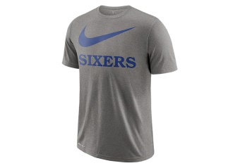 NIKE NBA PHILADELPHIA 76ERS DRY SWOOSH TEE DARK GREY HEATHER
