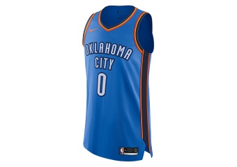 NIKE NBA CONNECTED OKLAHOMA CITY THUNDER RUSSELL WESTBROOK AUTHENTIC JERSEY ROAD SIGNAL BLUE