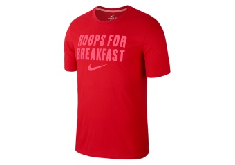 NIKE DRY 'HOOPS FOR BREAKFAST' BASKETBALL TEE UNIVERSITY RED