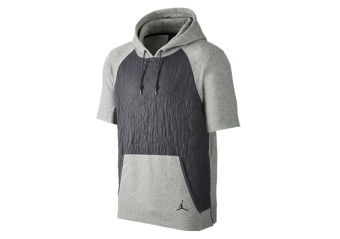 NIKE AIR JORDAN VII PULLOVER QUILTED FLEECE HOODIE DARK GREY