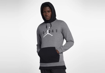 NIKE AIR JORDAN SPORTSWEAR JUMPMAN AIR FLEECE PULLOVER CARBON HEATHER