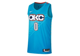 NIKE NBA OKLAHOMA CITY THUNDER RUSSELL WESTBROOK SWINGMAN JERSEY TIDAL BLUE
