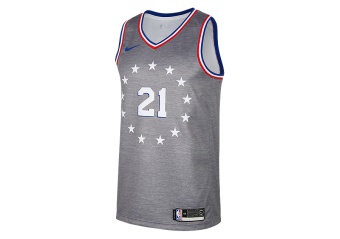 NIKE NBA PHILADELPHIA 76ERS JOEL EMBIID SWINGMAN JERSEY DARK GREY HEATHER