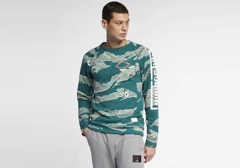 NIKE AIR JORDAN ALL STAR WEEKEND CITY OF FLIGHT FLEECE CREW CAMO GREEN