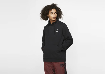 NIKE AIR JORDAN JUMPMAN 1/2 ZIP FLEECE TOP BLACK