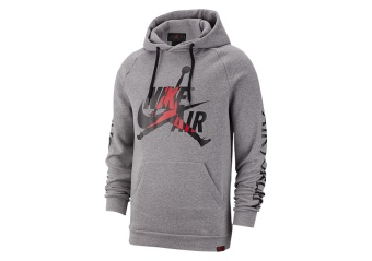 NIKE AIR JORDAN JUMPMAN CLASSICS FLEECE PULLOVER HOODIE CARBON HEATHER