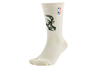 NIKE NBA MILWAUKEE BUCKS ELITE CREW SOCKS FLAT OPAL