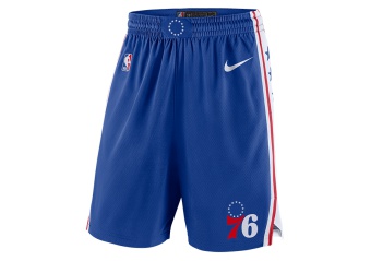 NIKE NBA PHILADELPHIA SWINGMAN ROAD SHORTS RUSH BLUE