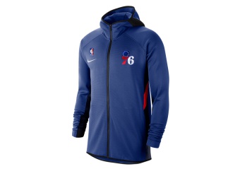 NIKE NBA PHILADELPHIA 76ERS THERMA FLEX SHOWTIME HOODIE RUSH BLUE