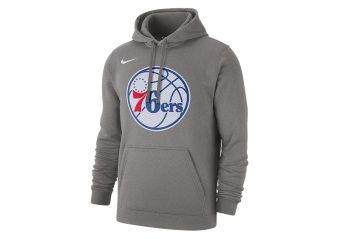 NIKE NBA PHILADELPHIA 76ERS CLUB LOGO FLEECE PULLOVER HOODIE BLACK