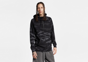 NIKE AIR JORDAN JUMPMAN FLEECE CAMO HOODIE BLACK