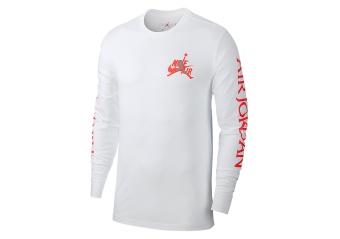 NIKE AIR JORDAN CLASSICS LONG SLEEVE CREW TEE WHITE