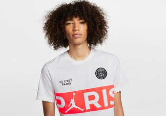 NIKE AIR JORDAN PSG PARIS SAINT-GERMAIN WORDMARK TEE WHITE