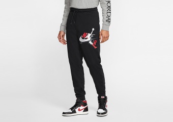 NIKE AIR JORDAN JUMPMAN CLASSICS FLEECE PANTS BLACK
