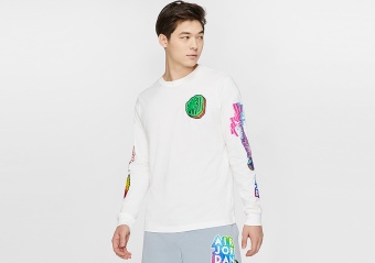 NIKE AIR JORDAN PHOTO REPEAT LONG-SLEEVE CREW TEE WHITE