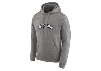 NIKE NBA BROOKLYN NETS LOGO FLEECE HOODIE DARK GREY HEATHER
