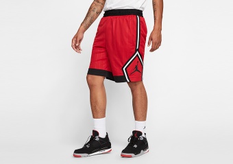 NIKE AIR JORDAN JUMPMAN DIAMOND STRIPED SHORTS GYM RED