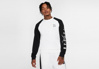 NIKE AIR JORDAN SPORT DNA FLEECE CREW TEE WHITE
