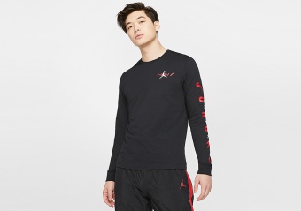 NIKE AIR JORDAN 'SWERVE' LONG-SLEEVE TEE BLACK