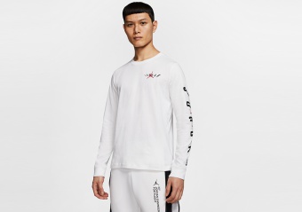 NIKE AIR JORDAN 'SWERVE' LONG-SLEEVE TEE WHITE