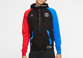 NIKE AIR JORDAN PSG PARIS SAINT-GERMAIN BLACK CAT FLEECE HOODIE BLACK
