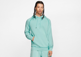 NIKE AIR JORDAN WASHED FLEECE PULLOVER LIGHT AQUA