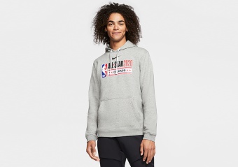 NIKE NBA ALL-STAR 2020 LOGO PULLOVER HOODIE DARK GREY HEATHER