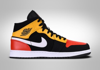 NIKE AIR JORDAN 1 RETRO MID SE BLACK AMARILLO ORANGE