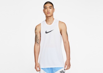 NIKE DRI-FIT SLEEVELESS CROSSOVER TOP WHITE
