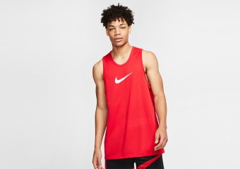 NIKE DRI-FIT SLEEVELESS CRSSOVER TOP UNIVERSITY RED