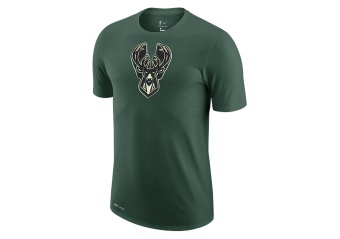 NIKE NBA MILWAUKEE BUCKS EARNED EDITION LOGO DRI-FIT TEE FIR