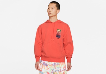 NIKE AIR JORDAN ZION DRI-FI PERFORMANCE FLEECE HOODIE BRIGHT CRIMSON