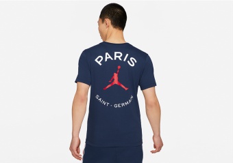 NIKE AIR JORDAN PSG LOGO TEE MIDNIGHT NAVY