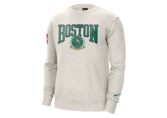NIKE NBA BOSTON CELTICS FLEECE COURTSIDE 75 CREWNECK BIRCH HEATHER
