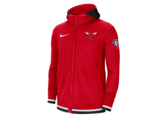 NIKE CHICAGO BULLS DRI-FIT SHOWTIME FULL-ZIP HOODIE UNIVERSITY RED