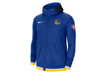 NIKE NBA GOLDEN STATE WARRIORS DRI-FIT SHOWTIME FULL-ZIP HOODIE RUSH BLUE