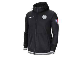 NIKE BROOKLYN NETS DRI-FIT SHOWTIME FULL-ZIP HOODIE BLACK
