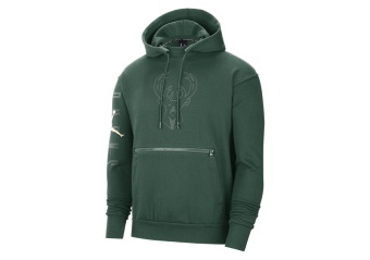 NIKE NBA MILWAUKEE BUCKS FLEECE COURTSIDE STATEMENT HOODIE FIR